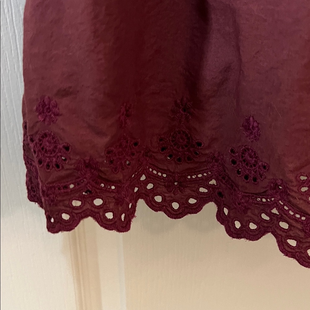Madewell Lucie Women’s Cottagecore Cotton Embroidered Maroon Midi Dress 4P - Picture 7 of 13